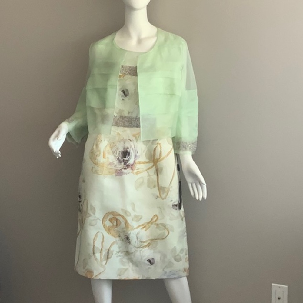 NEW w/Tags 695€ MARIA COCA Silk Organza Jacket & Dress Set